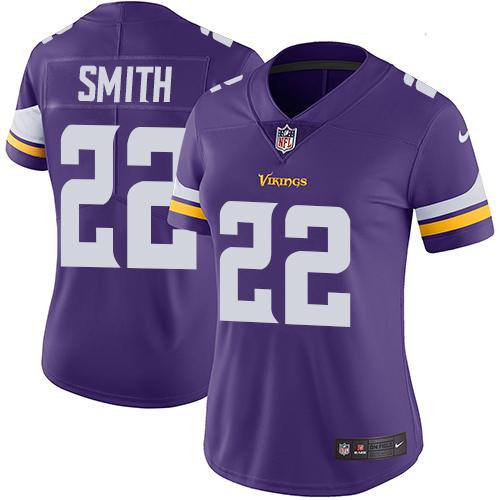 Women 2019 Minnesota Vikings #22 Smith purple Nike Vapor Untouchable Limited NFL Jersey->women nfl jersey->Women Jersey